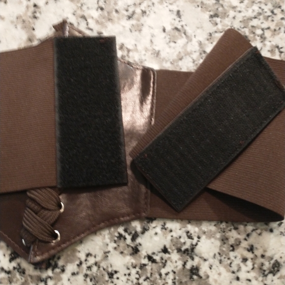 Corset Belt Brown Lace Up Leather Velcro Pirate - Picture 7 of 8